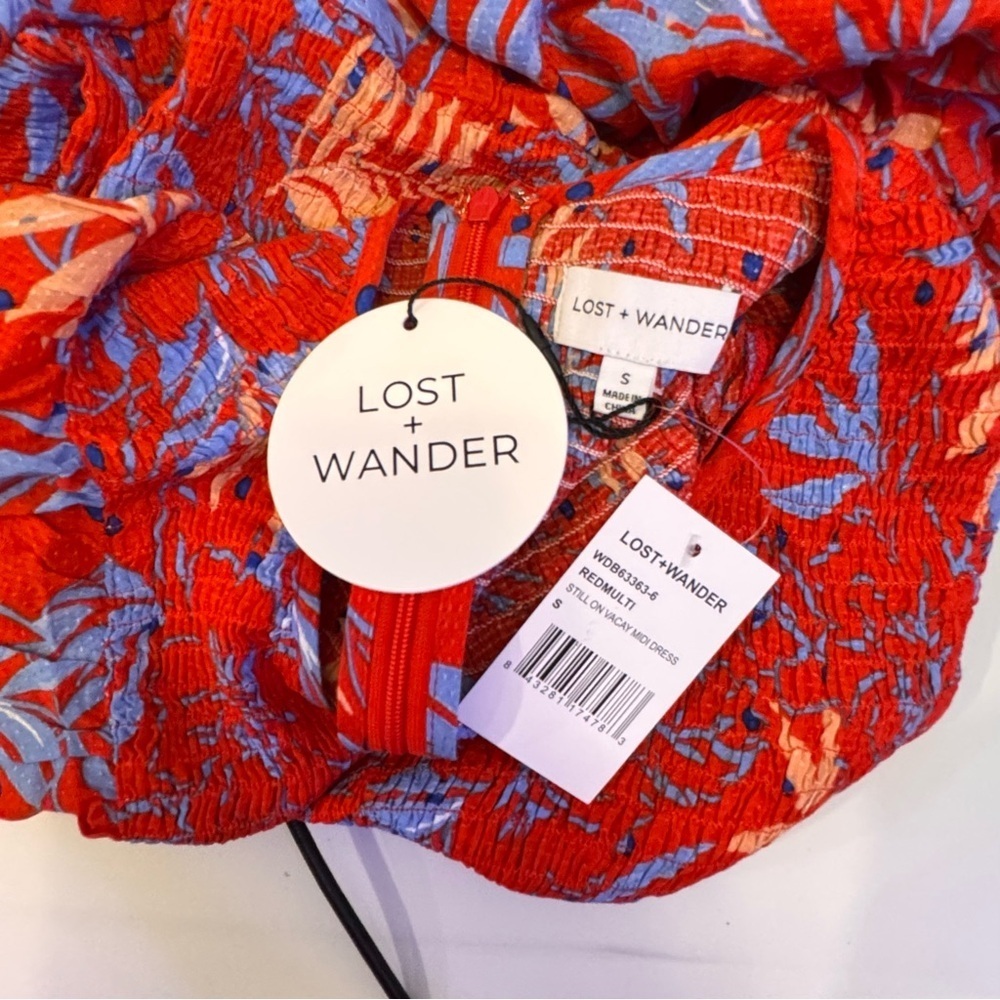 Lost + Wander Red and Blue Flutter Sleeve Sundress - Picture 6 of 6